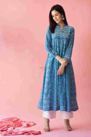 Image for Kusvaa Avdaf24 Leher Kalidar Kurta With Gota And Crochet Lace New Featured