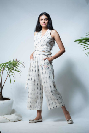Image for Kusvaa Kcb02 Marmar Ikkat Cotton Top And Pant Set Featured