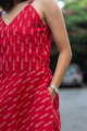 Image for Kusvaa Kcb Mehroon Ikkat Cotton Wrap Dress Closeup