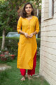 Image for Kusvaa Vcr38 Zareen Straight Kurta With Contrast Piping And Zari Work Front