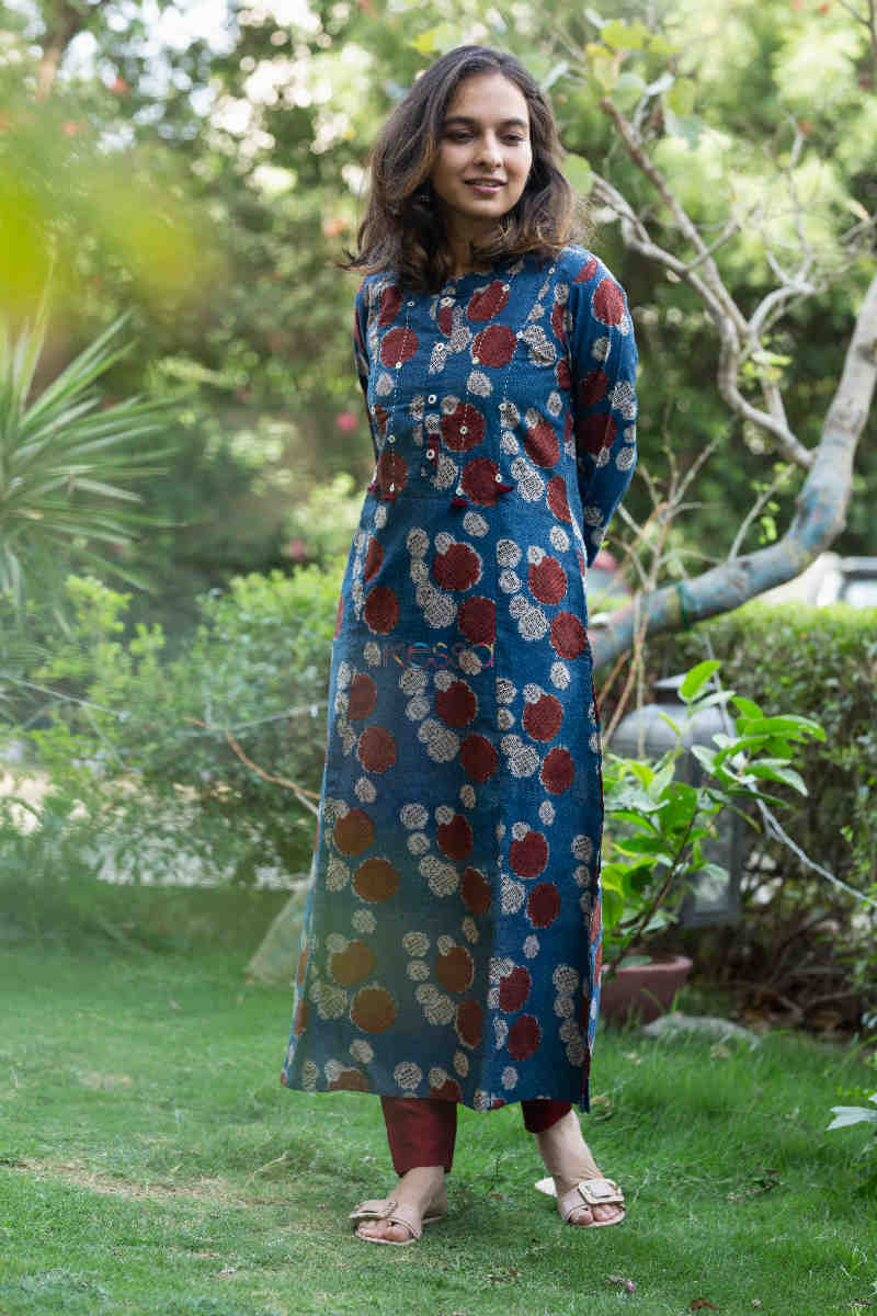 Image for Kusvaa Ws664 Chandrak Kurta With Ajrakh Print Front 1 1