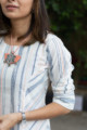 Image for Kusvaa Ws South Cotton Stripe Dress Closeup