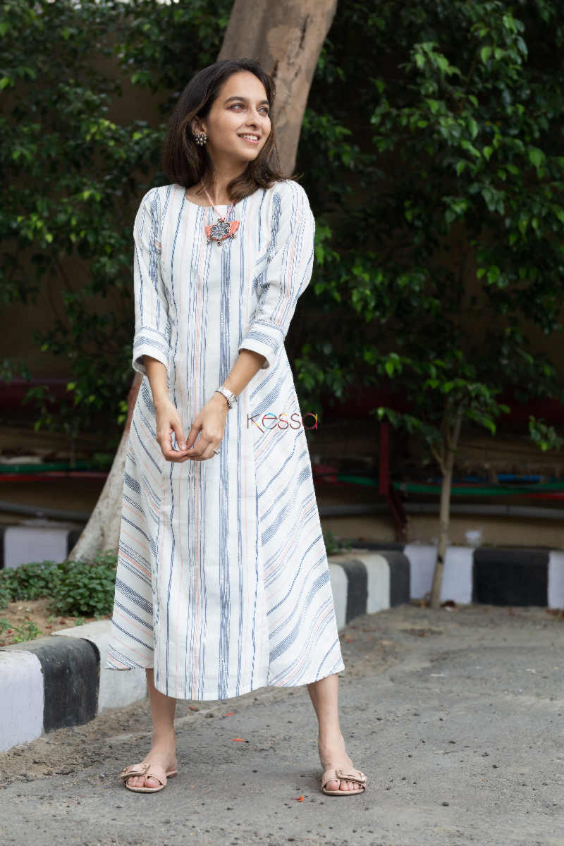 Image for Kusvaa Ws South Cotton Stripe Dress Look