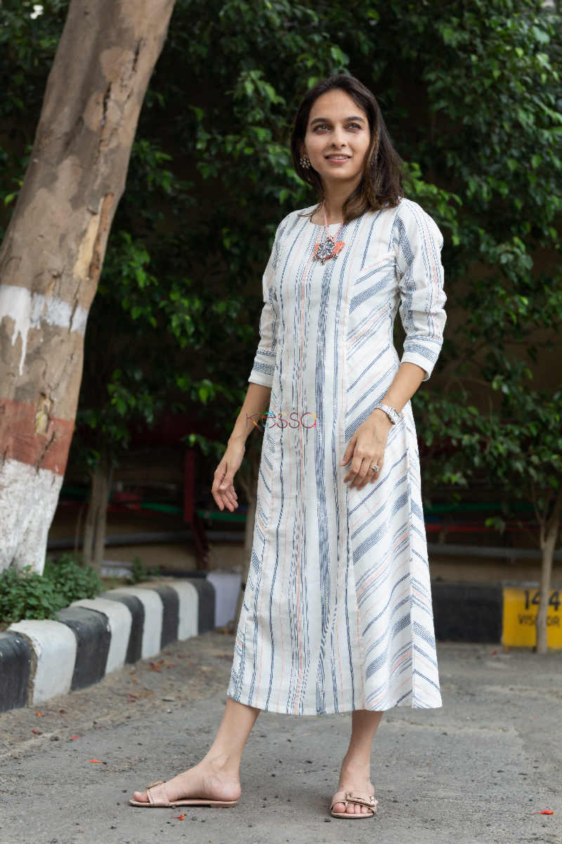 Image for Kusvaa Ws South Cotton Stripe Dress Side