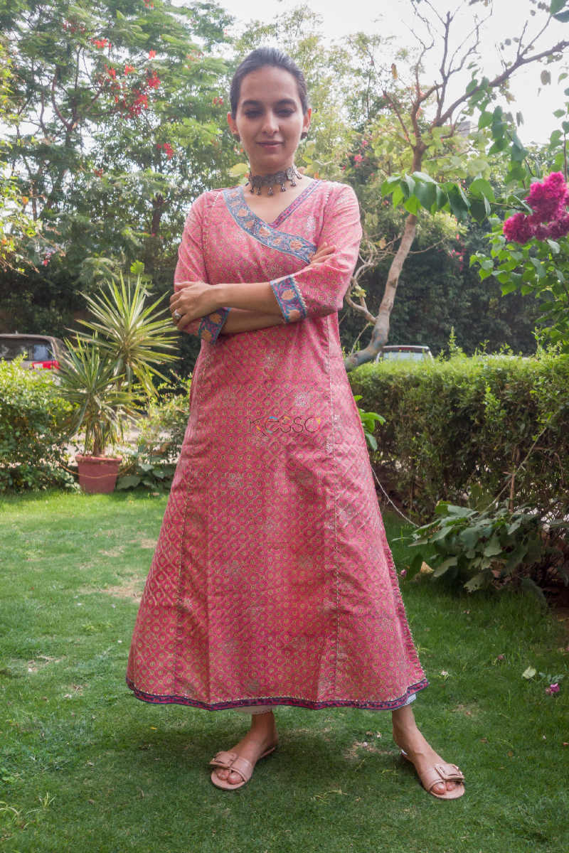 Image for Kusvaa Wsr182 Gulabo Cotton Angrakha With Adda Work Featured