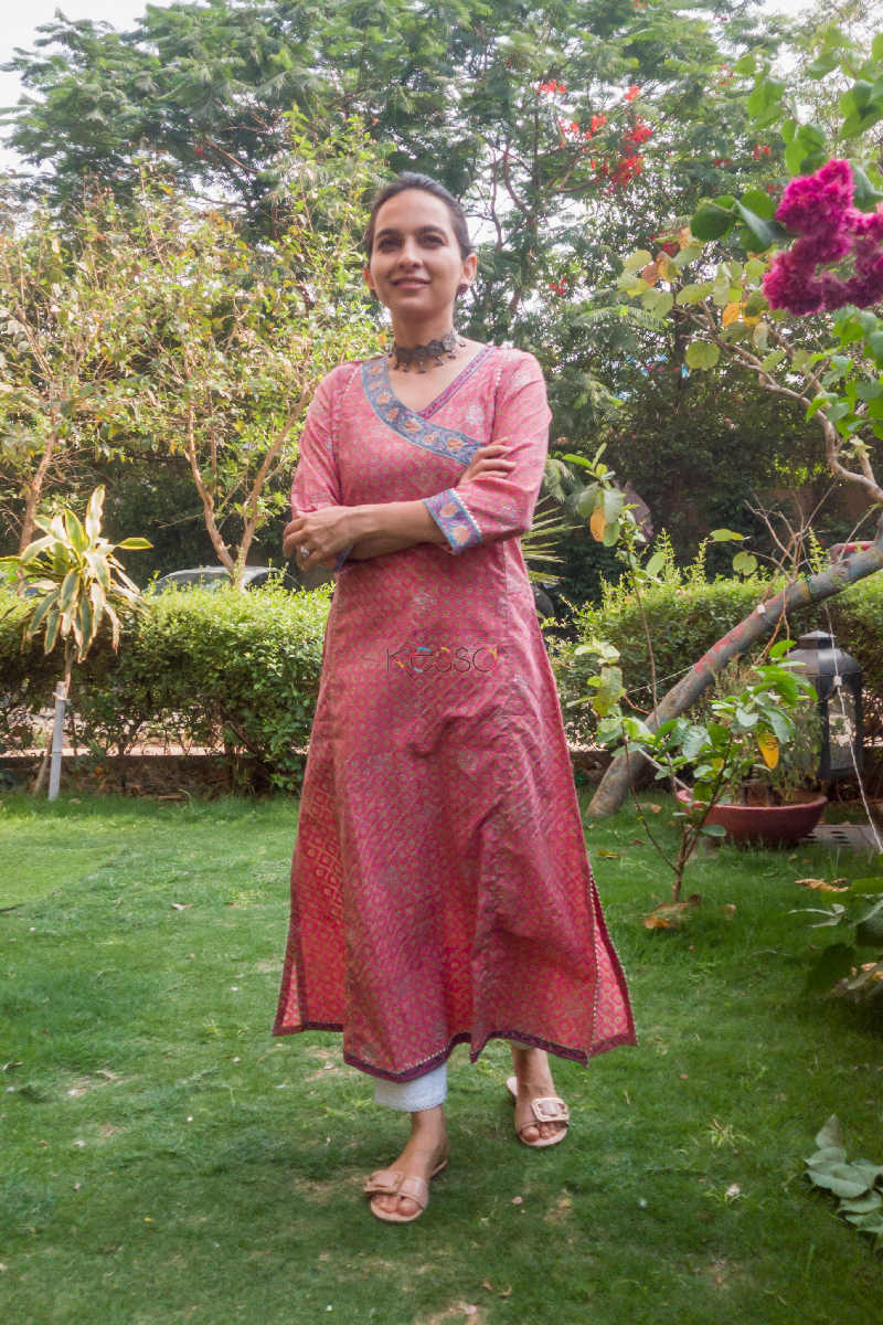 Image for Kusvaa Wsr182 Gulabo Cotton Angrakha With Adda Work Front