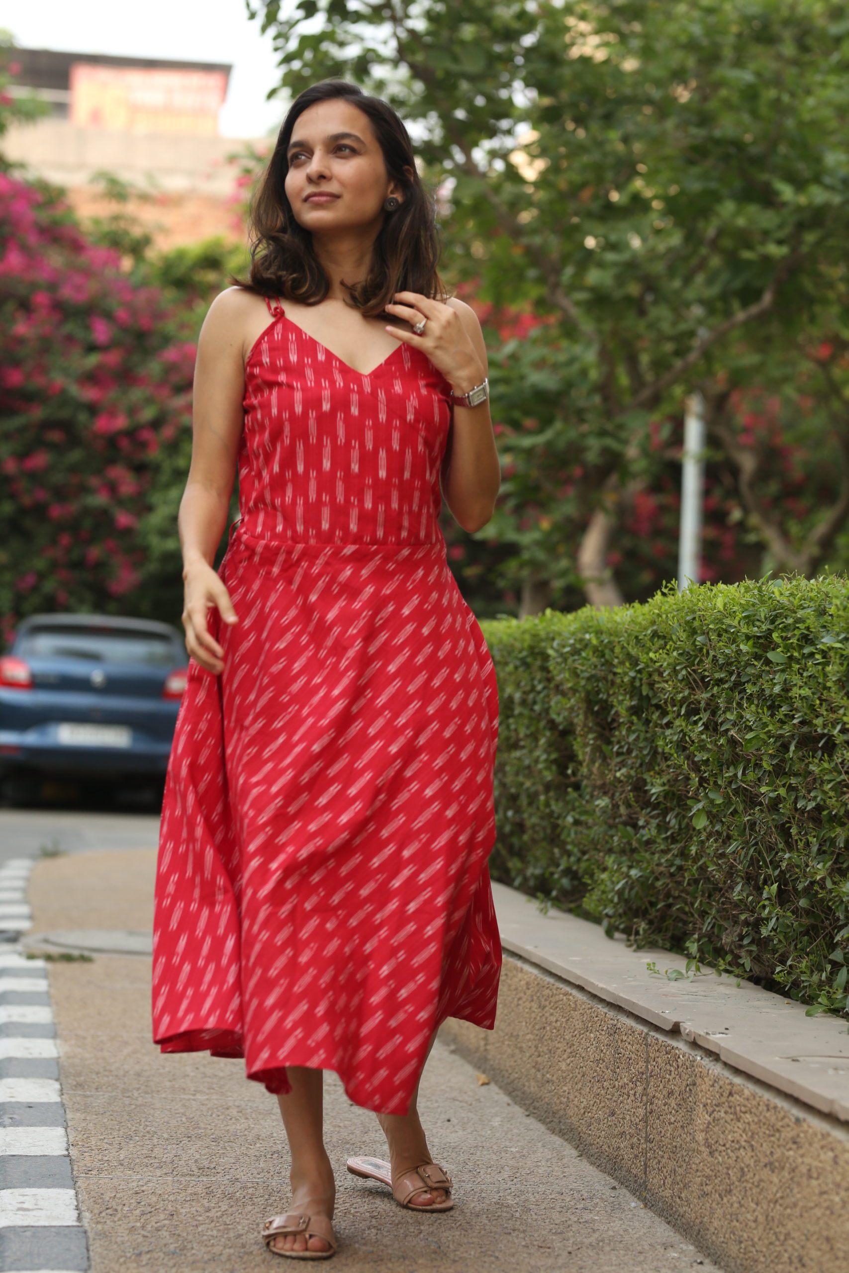 1.Mehroon Ikkat Cotton Wrap Dress 1.Mehroon Ikkat Cotton Wrap Dress