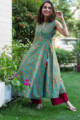 Image for Kusvaa Avdaf26 Viridian Green Angrakha A Line Kurta View