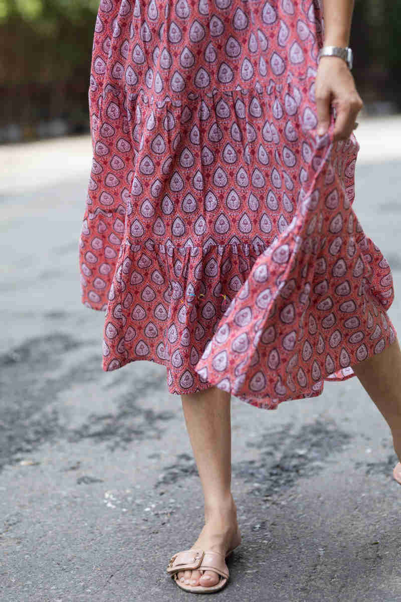 Image for Kusvaa Avdaf32 Paisley Dress With Lace Tassel Details Bottom