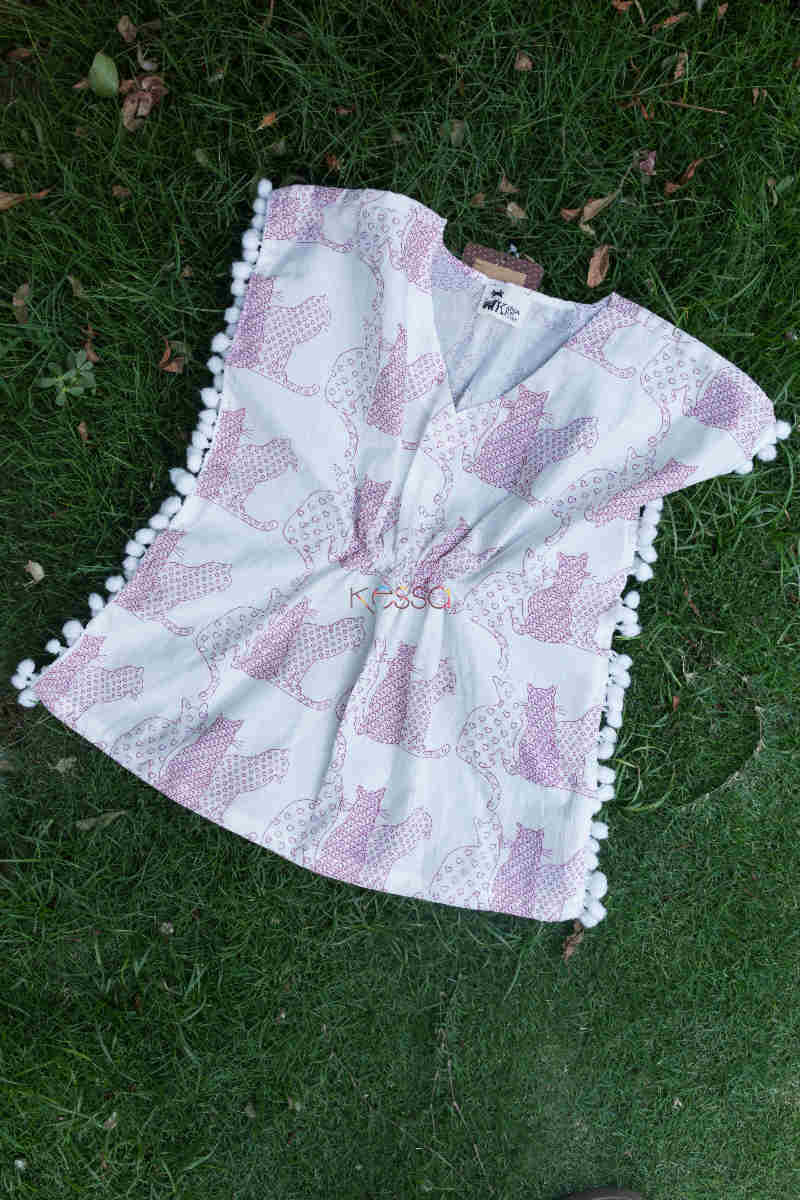 Image for Kusvaa Dek23 Billi Rani Kaftan With Cat Print For Kids Look