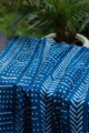 Image for Kusvaa Kas07 Dabu Printed Regal Blue Cotton Throw Closeup