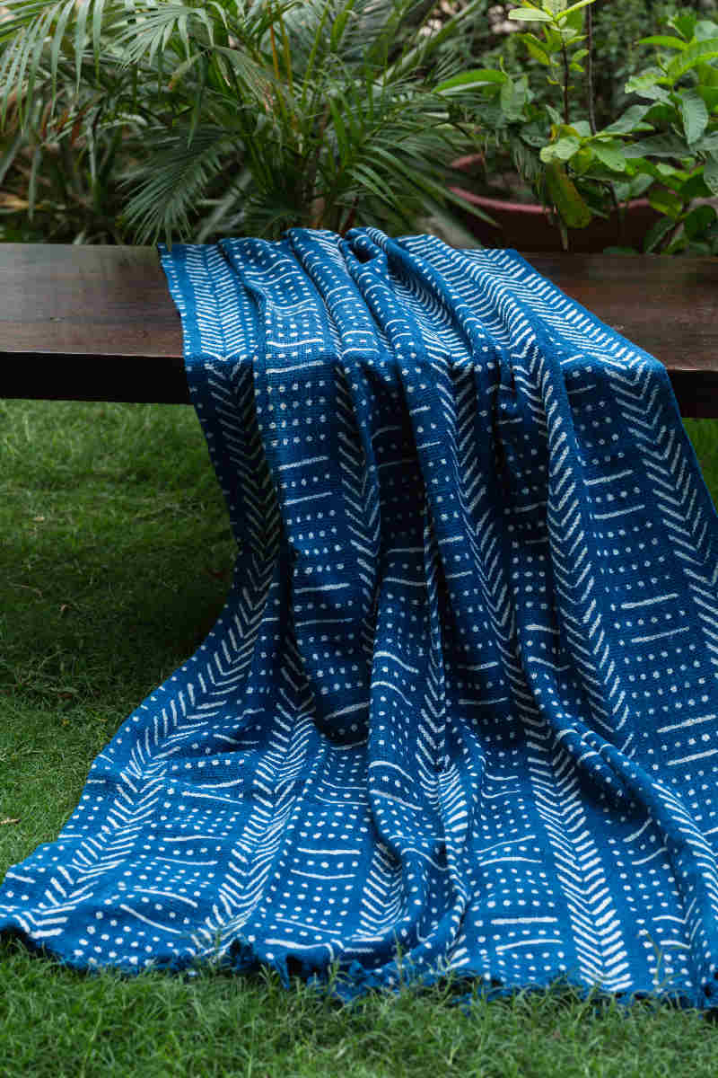 Image for Kusvaa Kas07 Dabu Printed Regal Blue Cotton Throw Featured