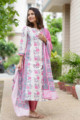 Image for Kusvaa Kuoj143 Athens Gray Block Print Kurta Dupatta Set Side