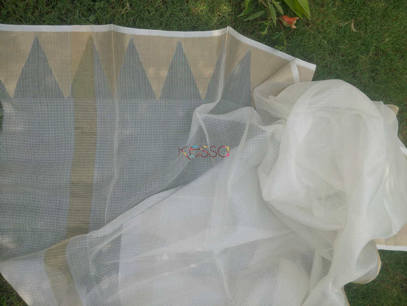 Image for Kusvaa Sfdupatta06 Organza Zari Dupatta With Triangle Shape Border Closeup