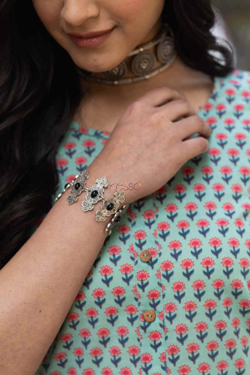 Image for Kusvaa Taf51 Summer Turquoise Regular Wear Kurta Bracelet