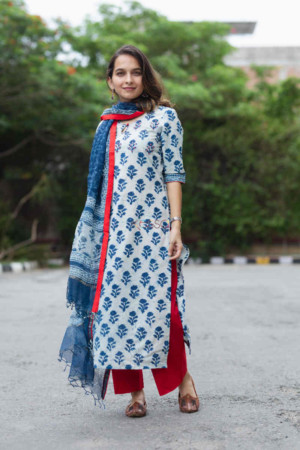 Image for Kusvaa Vcr39 Atashi Kurta And Dupatta Set With Bagru Print Featured
