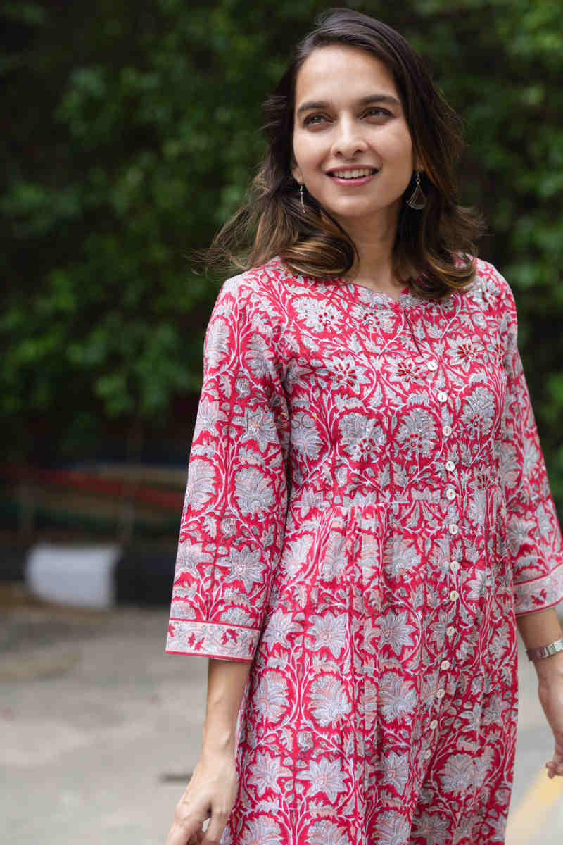Image for Kusvaa Vcr43 Zaharah Kurta With Zari Mirror Work Look 1