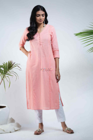 Image for Kusvaa Vcr45 Hamsini Straight Kurta With Handmade Buttons Featured