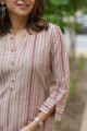 Image for Kusvaa Ws673 Turkish Rose Stripe Straight Kurta Closeup
