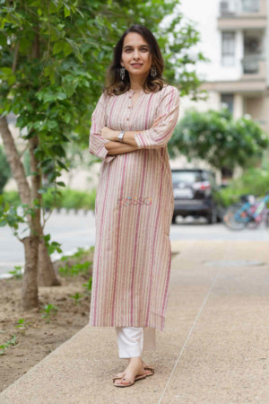 Image for Kusvaa Ws673 Turkish Rose Stripe Straight Kurta Featured