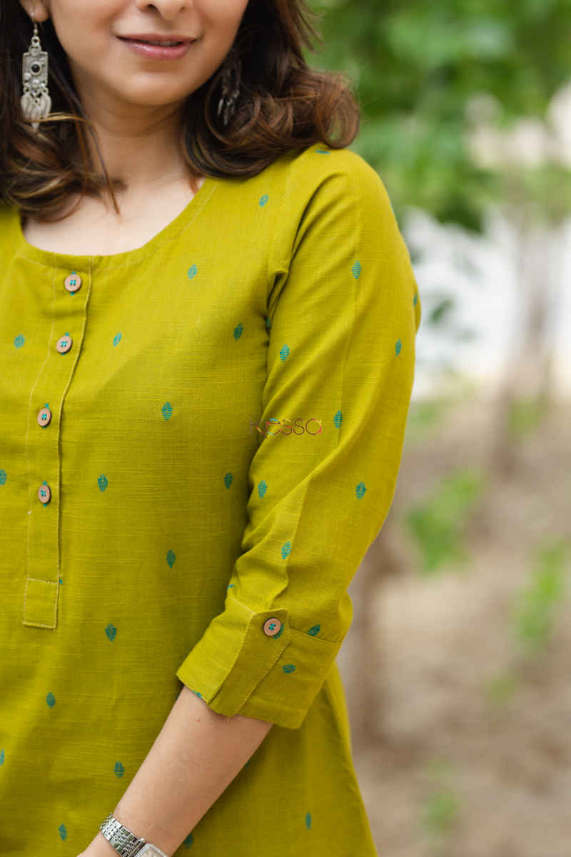 Image for Kusvaa Ws674 Durba South Cotton Dobby Kurta Closeup