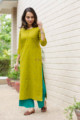 Image for Kusvaa Ws674 Durba South Cotton Dobby Kurta Look 1