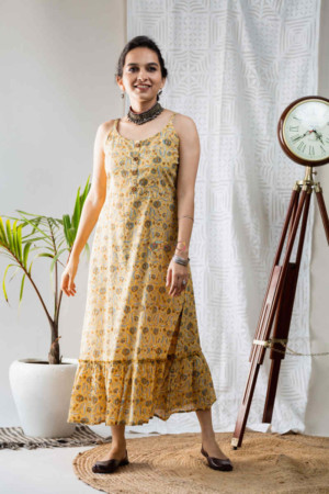 Image for Kusvaa Ws683 Nuzar Cotton Dress With Hand Block Print Featured