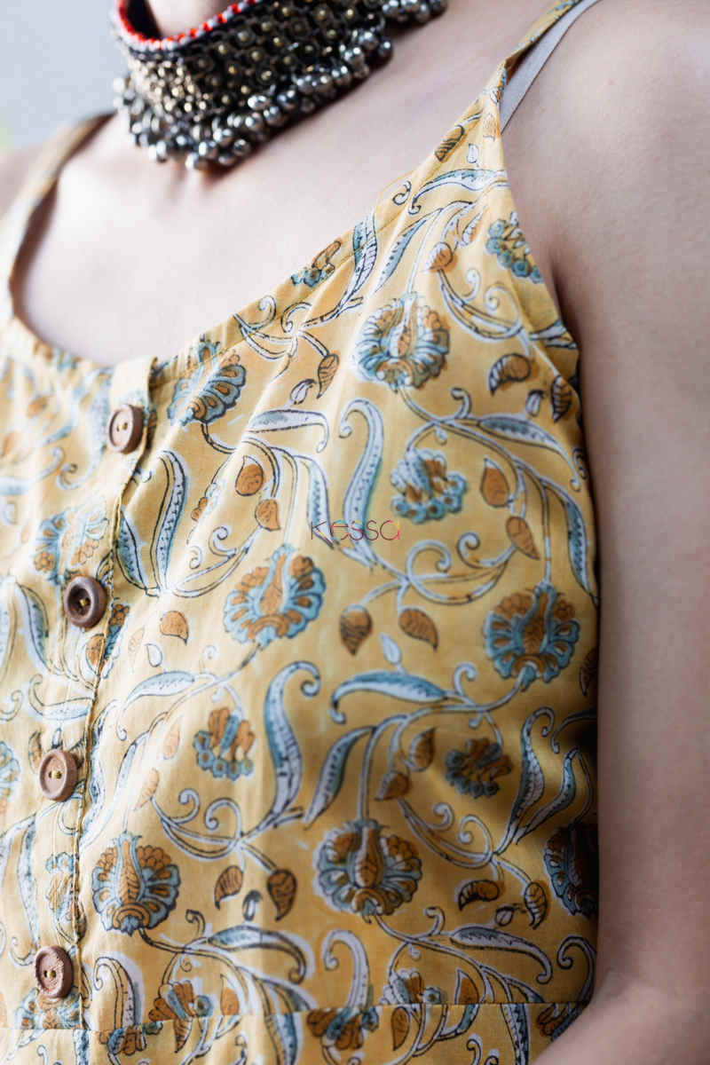 Image for Kusvaa Ws683 Nuzar Cotton Dress With Hand Block Print Neck