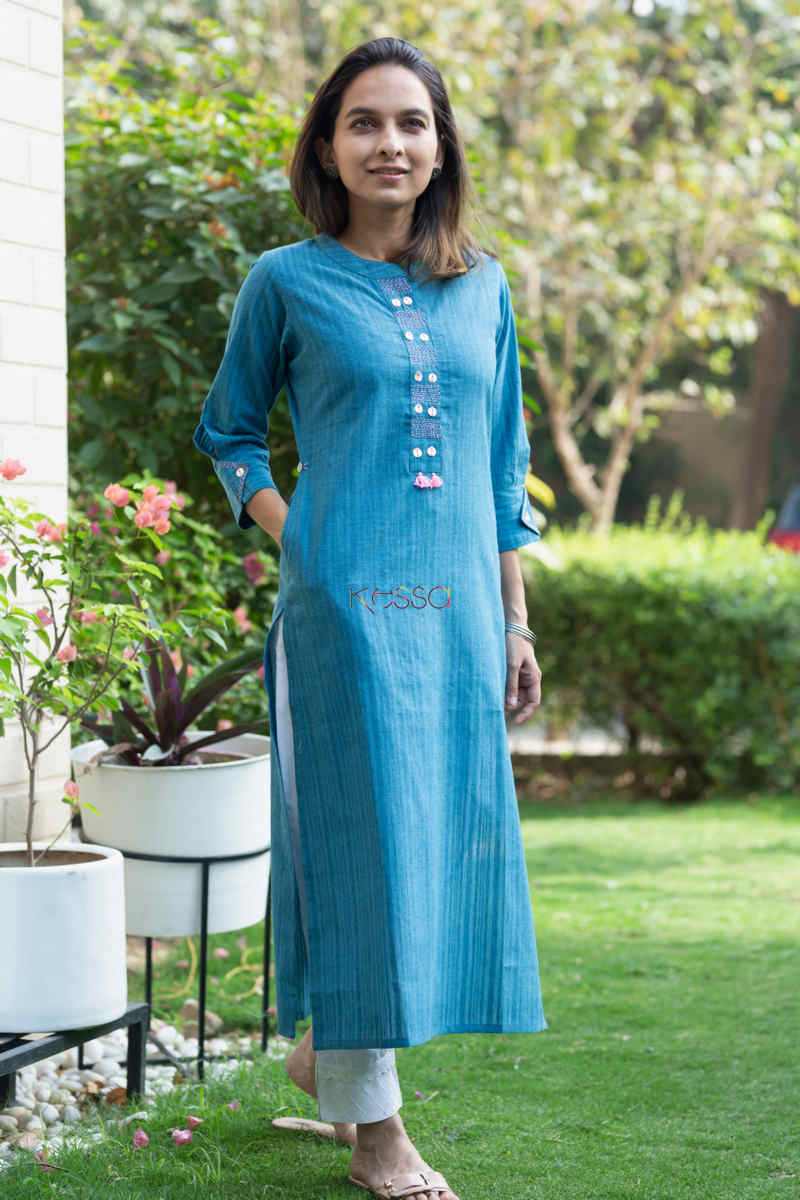 Image for Kusvaa Ws684 Almika South Cotton Dobby Kurta Front