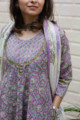 Image for Kusvaa Wsr190 Banafsha Anarkali And Dupatta Set With Hand Block Print Closeup