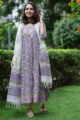 Image for Kusvaa Wsr190 Banafsha Anarkali And Dupatta Set With Hand Block Print Front 2