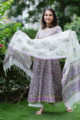 Image for Kusvaa Wsr190 Banafsha Anarkali And Dupatta Set With Hand Block Print Front