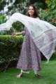 Image for Kusvaa Wsr190 Banafsha Anarkali And Dupatta Set With Hand Block Print Look