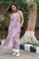 Image for Kusvaa Wsr200 Yakoot Layered Kurta With Hand Block Print Front 1