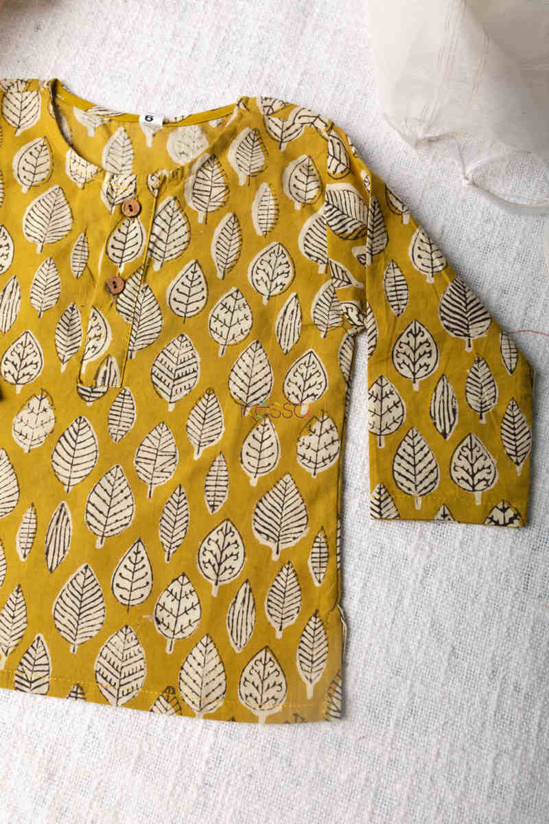 Image for Kusvaa Wsrk27 Mustard Kurta Toddler Jammies Set Top