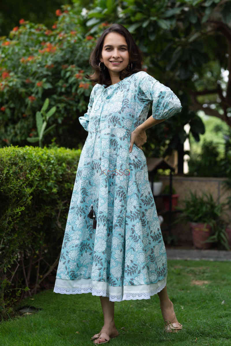 Image for Kusvaa Avdaf34 Aawanya Dress With Lace And Tassel Details Look