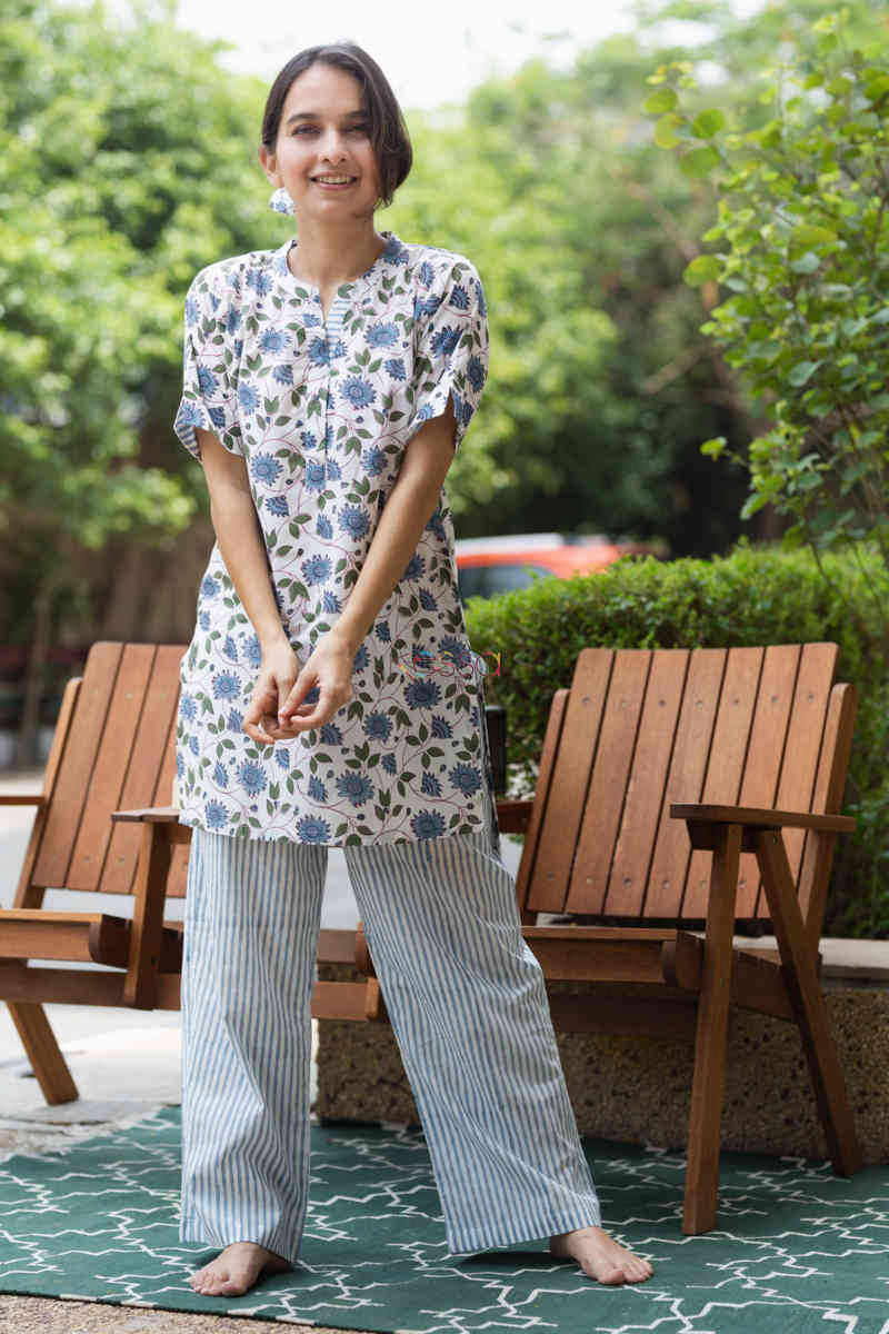 Image for Kusvaa De72 Pushkari Loungewear Set With Hand Block Print Look 1