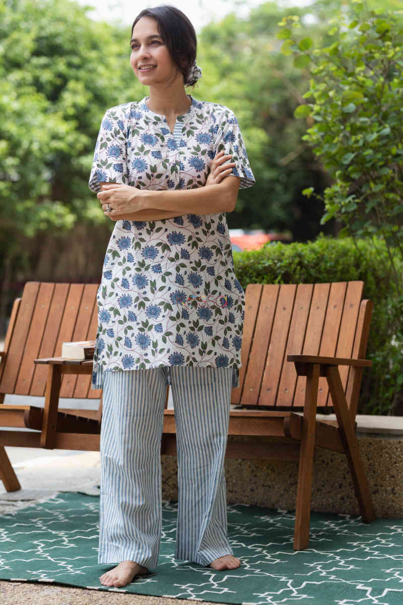 Image for Kusvaa De72 Pushkari Loungewear Set With Hand Block Print Look