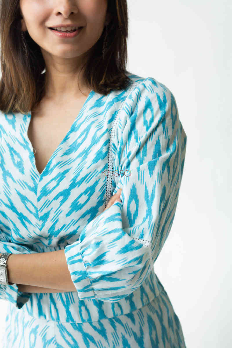 Image for Kusvaa Kcb09 Farzaana Co Ord Set With Hand Block Print Closeup