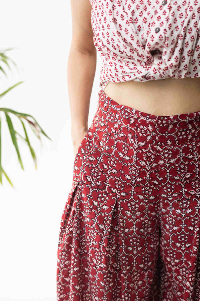 Image for Kusvaa Kcb10 Gulnaaz Co Ord Set With Bagh Print Closeup Bottom