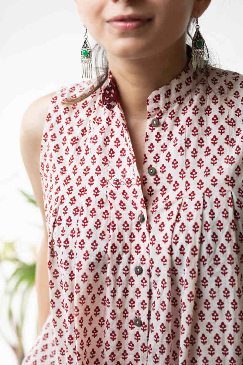 Image for Kusvaa Kcb10 Gulnaaz Co Ord Set With Bagh Print Closeup