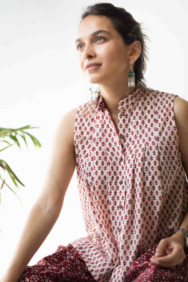Image for Kusvaa Kcb10 Gulnaaz Co Ord Set With Bagh Print Top