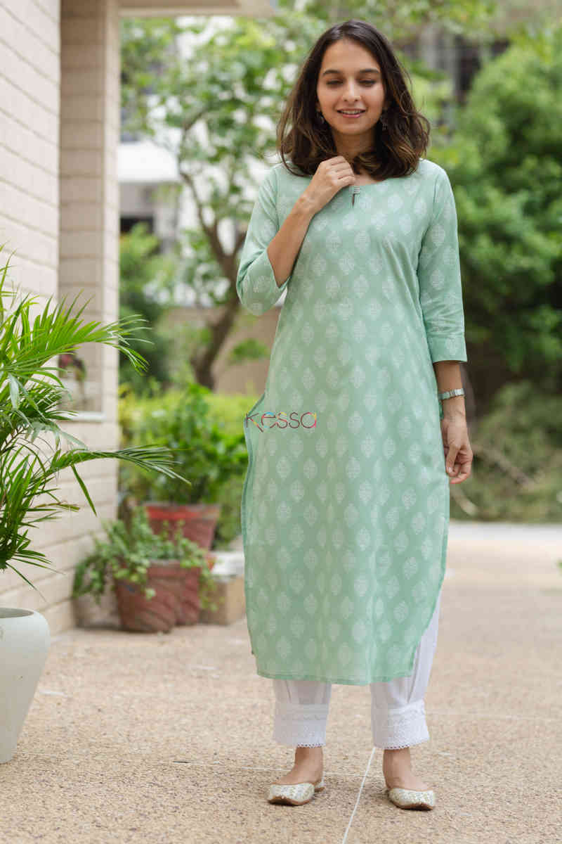 Image for Kusvaa Taf53 Jayda Kurta With Buta Hand Block Print Front
