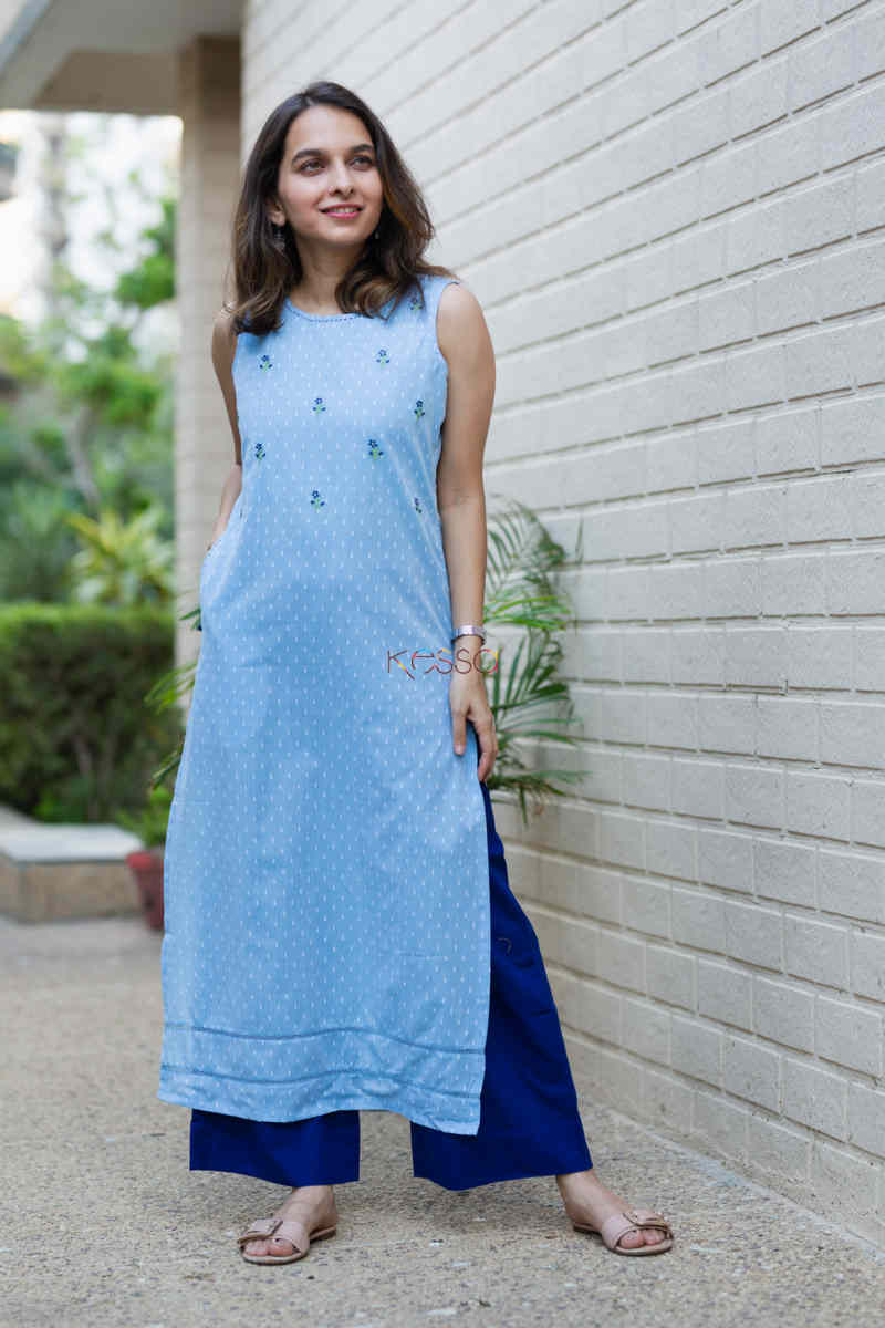 Image for Kusvaa Ws690 Fiza Kurta With Kantha And Embroidery Look