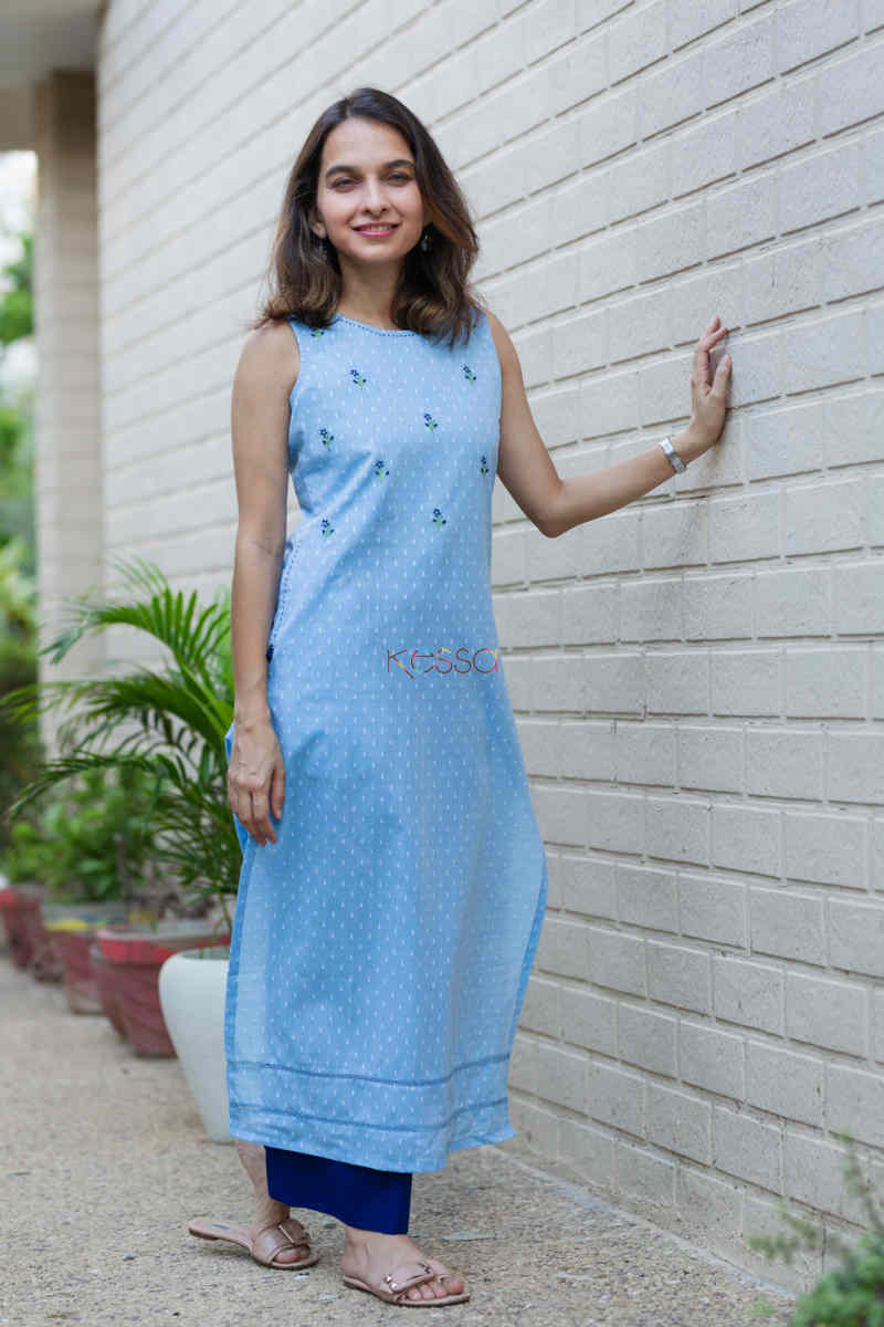 Image for Kusvaa Ws690 Fiza Kurta With Kantha And Embroidery Side