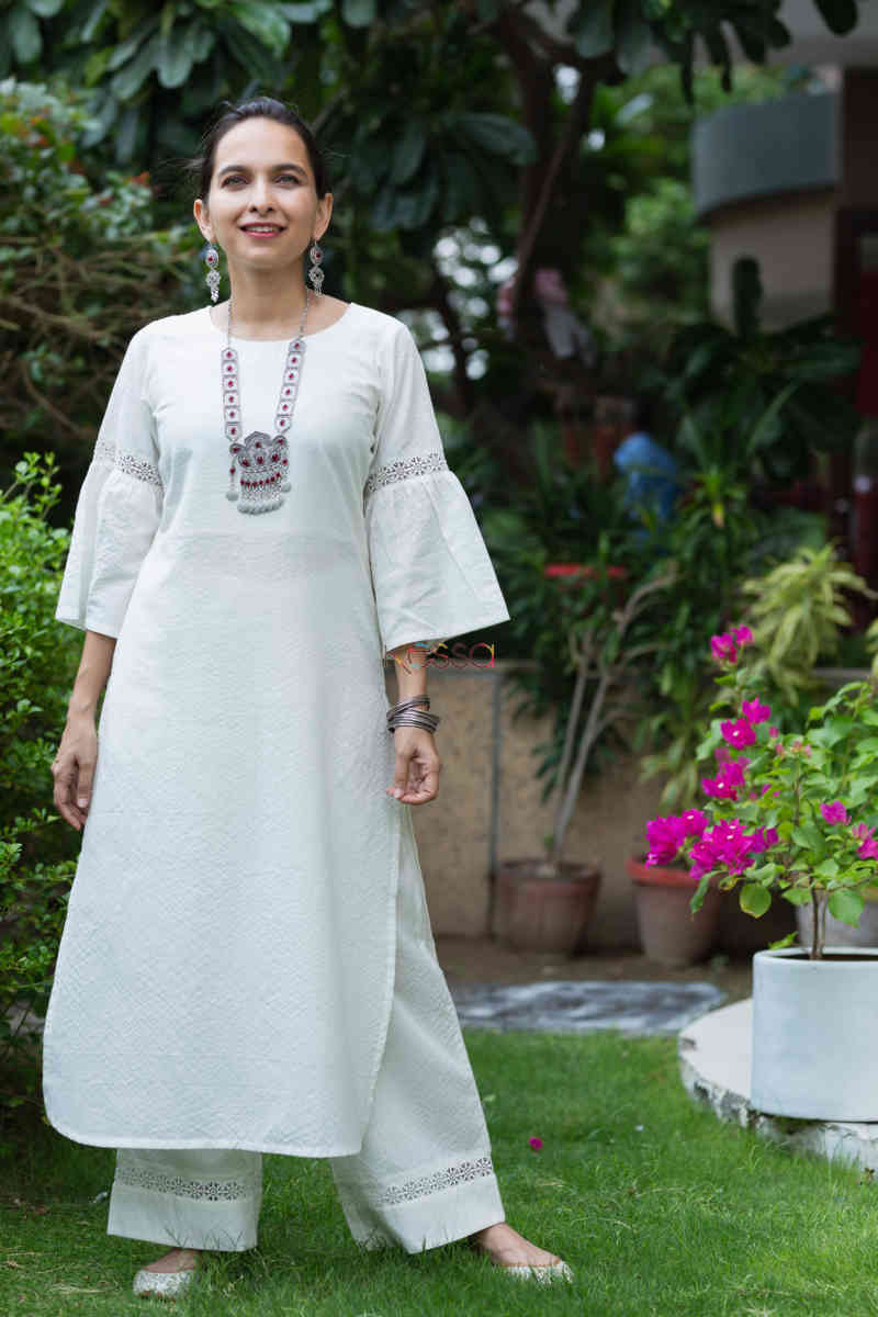 Image for Kusvaa Ws695 Mahru Cotton Dobby Kurta Palazzo Set Featured