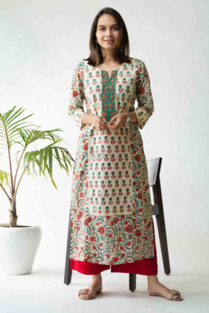 Image for Kusvaa Wsr198 Nazaat Kurta With Boota And Jaal Work Featured