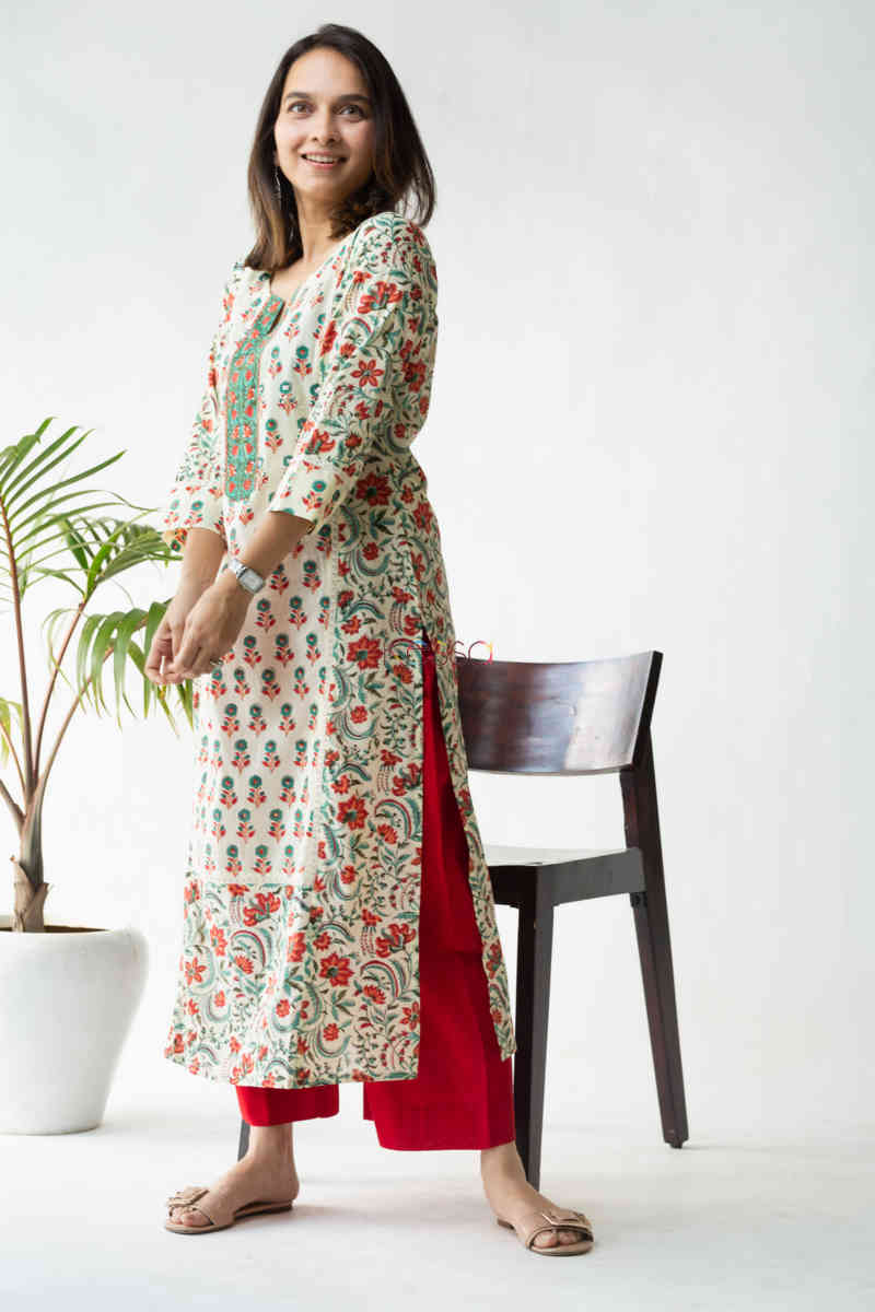 Image for Kusvaa Wsr198 Nazaat Kurta With Boota And Jaal Work Look