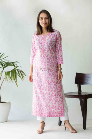 Image for Kusvaa Wsr199 Liyana Kurta With Hand Block Print Featured