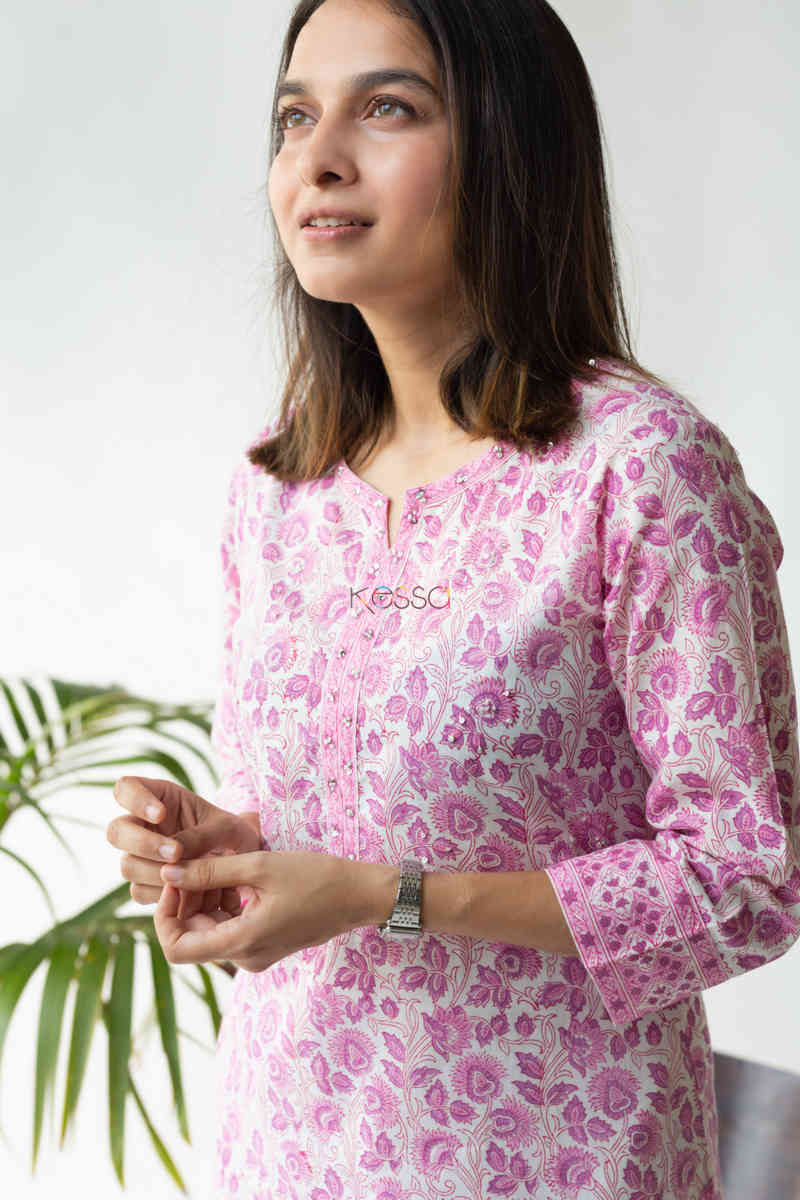 Image for Kusvaa Wsr199 Liyana Kurta With Hand Block Print Side